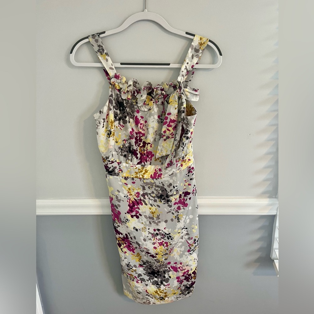 Ann Taylor LOFT Pink and Yellow Floral Sheath Sleeveless Dress
